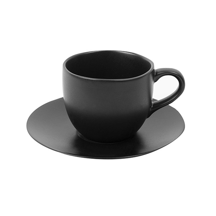Avet Taza Té Con Plato Black Semi Mate (6 Unidades) Stoneware Avet Taza Té Con Plato Black Semi Mate (6 Unidades) Stoneware